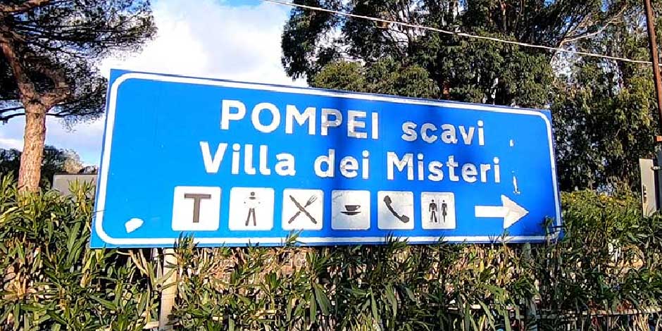 Panneau de la gare Pompei Scavi Villa dei Misteri