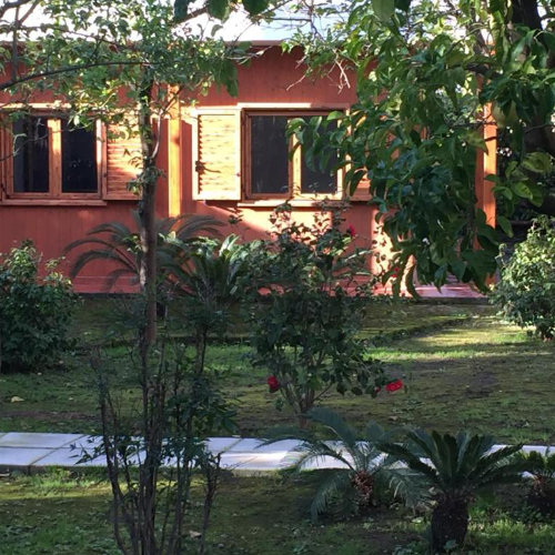 Maison de vacances à Sorrente entourée d’arbres, de plantes et d’un jardin paisible.