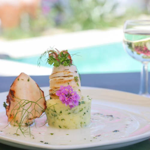 Plat raffiné servi au restaurant de l'Hôtel Loreley.
