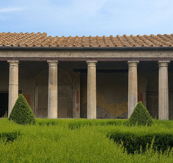 Péristyle et jardin intérieur de la Maison du Ménandre à Pompéi.
