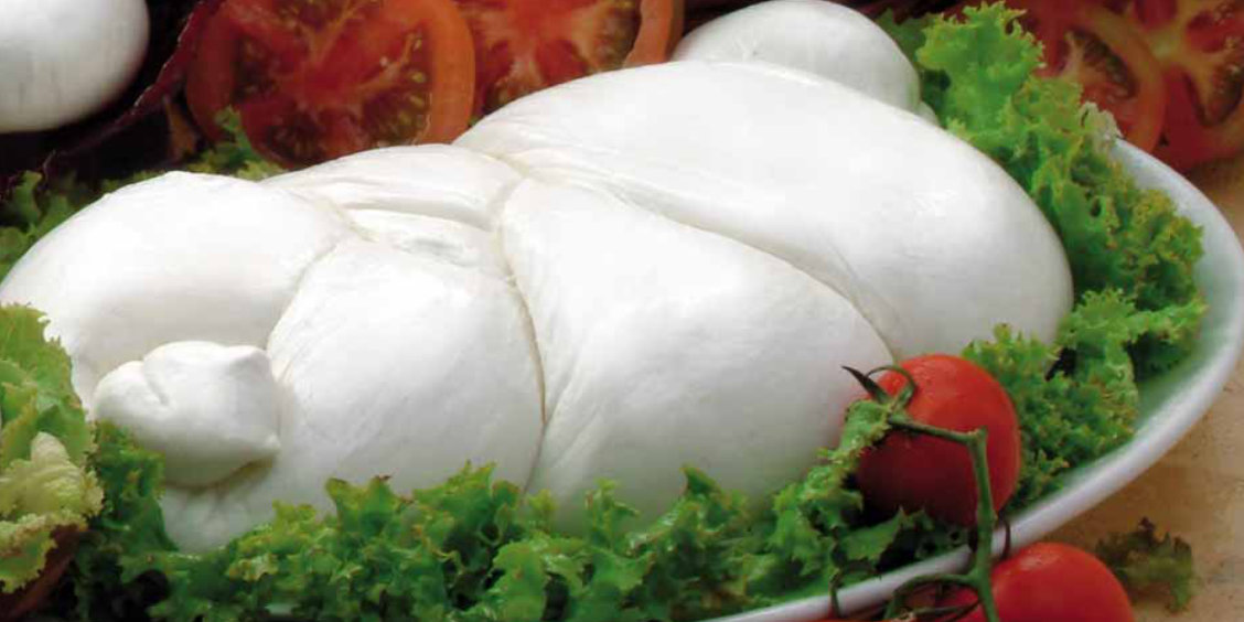 Mozzarella fraîche de Sorrente avec tomates et salade.