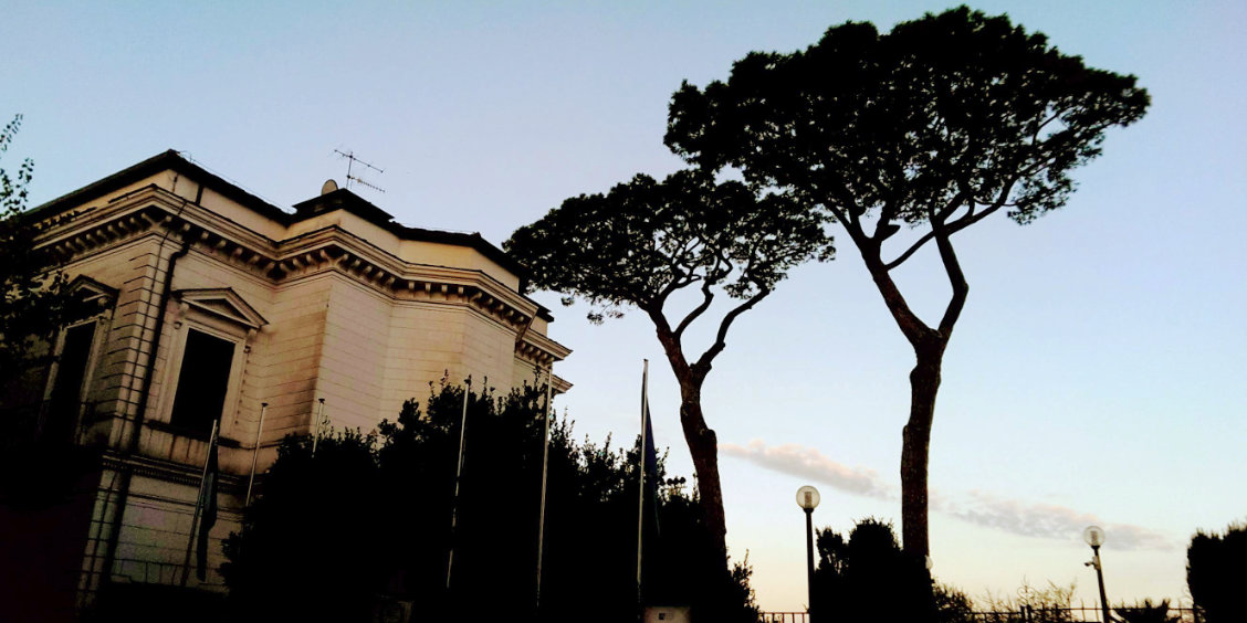 Villa Fondi à Piano di Sorrento, avec pins méditerranéens et vue panoramique sur la côte de Sorrente.